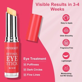 Overket Retinol Eye Stick Cream.Anti-Wrinkle Eye Cream with Hyaluronic Acid,Moisture Cleansing Contour Daily,Hydrating Moisturizing Comfort Skincare Moisturizer - Specification: 2counts