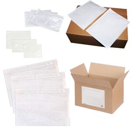 50 x A5 Plain Document Enclosed Wallet (225x165 mm) Peel & Seal Clear Plastic Envelopes Sleeves Pockets Wallets Attach Invoices Receipts Packing Lists & Delivery Notes to Parcels