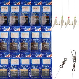 Fishing Rigs Saltwater Fishing Bait Rigs - 15 Packs Real Fish Skin Rigs Luminous Fishing Bait Rigs Glow Rigs with Hooks Swivels Snaps for Saltwater Freshwater Fishing Size 4# 6# 8#