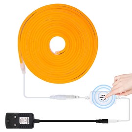 HEGEHE Dimmable LED Neon Light Strip Kit, 4m Golden Yellow Neon Rope Light + ITOUCH Dimmer Switch + 12V DC Power Supply, Flexible and Waterproof for Home DIY Commercial Decor