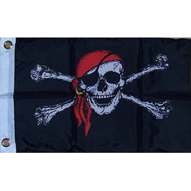 Flag 12X18 in Red Pirate Boat Decorative