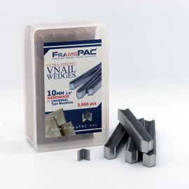 FramePac V Nails for Picture Frames Hardwood Universal (UNI) 10mm (3/8 Inch) [3000 V-Nail Pack, Stacked] - (for use in Automatic V Nailer for Picture Framing, Automatic V Nailer for Picture Frames)