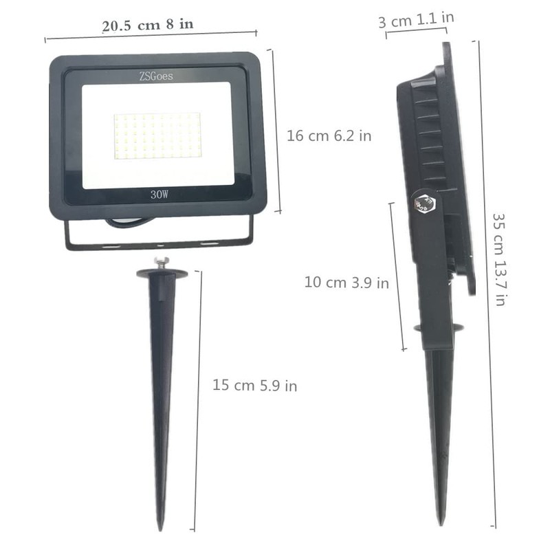 ZSGoes 2 Pack 30W Warm White LED Flood Light Outdoor