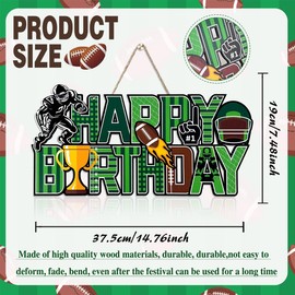 Football Birthday Wooden Sign, Football Birthday Party Decorations Superbowl Football Happy Birthday Hanging Ornament for Boy Girl Baby Football Superbowl Sport Theme Birthday Party Supplies