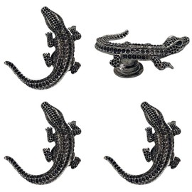 Geentie Creative Gecko Knob Animal Handle Home Improvement for Cupboard Drawer Bedside Furniture Door Decorate Pull Handles 4 pcs(Ancient Silver)