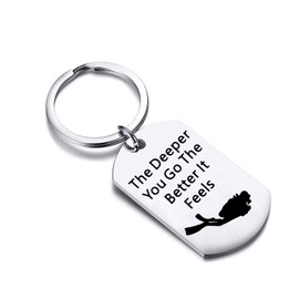 CENWA Scuba Diving Gift The Deeper You Go The Better It Feels Keychain Scuba Diver Gift Adventure Keychain Extreme Sports Jewelry (Deeper You go K)