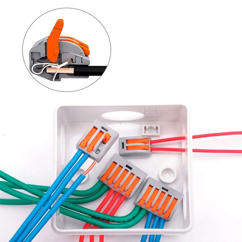 QitinDasen 45Pcs Lever-Nut Wire Connector Set, Conductor Compact Wire Connector
