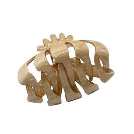 Parcelona Pinzas de acetato de celuloide de 3.25 pulgadas de ancho, cubiertas de primavera, modernas, duraderas, accesorios para el cabello para mujeres, antideslizantes, fabricadas en Francia (beige polvoriento)