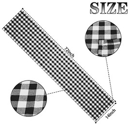 Paquete de 4 caminos de mesa a cuadros Buffalo Check Collection en blanco y negro de 14 x 72 pulgadas, diseño de búfalo a cuadros clásicos para cena familiar, granja, boda, Acción de Gracias