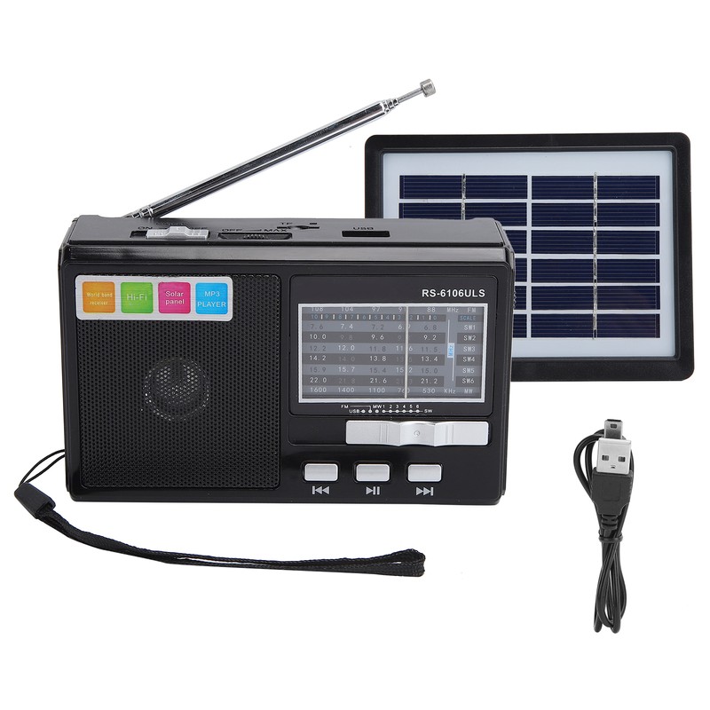 Solar Charging Radio Portable Radio with Emergency LED Flashlight Support