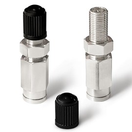 FLOVENTIS 2Pcs Air Inflation Schrader Valve with Push to Connect for 1/4" OD Air Line Tubing and Air Suspension Spring Bags Suspension Fittings for Semi Truck Trailer Tractor