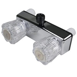 RV/Mobile Home Chrome 4-in. Shower Faucet with Clear Handles and Hand-Held Shower Combo Set