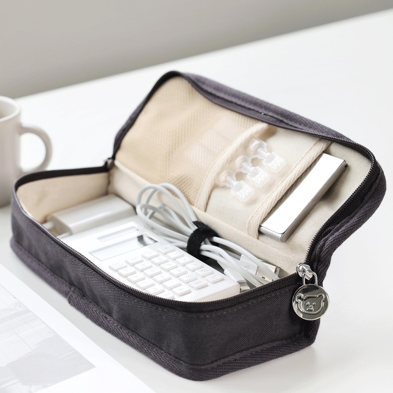 brunch brother Daily Black Pencil Case, Large Capacity Pencil Pouch