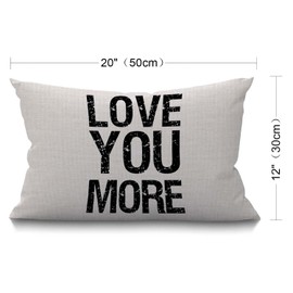 BGBDEIA Cushion Cover,Love You More Rectangle Outdoor Cushion Covers 12x20 inch, 30 x 50 cm Cushion Cover with Invisible Zip for Sofa Chair Living Room
