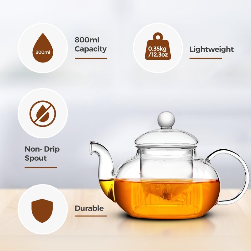 Charbrew Glass Tea Pot Borosilicate Glass Tea Pots Tea Strainer