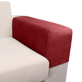 Taque Couch Arm Covers 2 Pcs Sofa Armrest Covers Stretch Couch,Armrest Cover for Chairs Scratch-Resistant Sofa Arm Cover Armchair Slipcovers,Christmas Red
