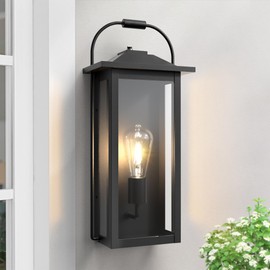 Lawyettle Dusk to Dawn Outdoor Wall Light, 18 Inch Outside Wall Sconce with E26 Socket, Modern Matte Black Outdoor Wall Mount Lights, Waterproof Exterior Lighting Fixtures for Garage, Porch, Yard