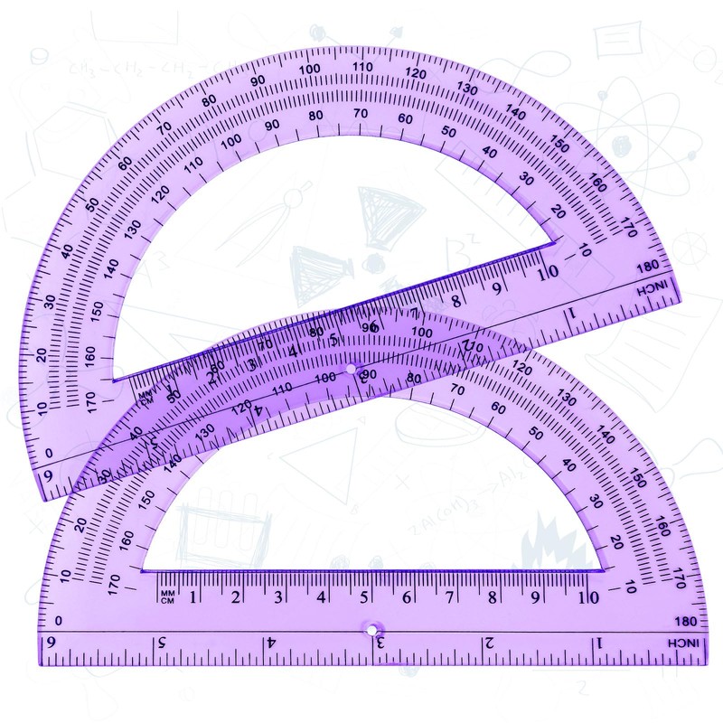 Zonon 2 Pcs 6 Inch Plastic Protractor Math Protractors 180