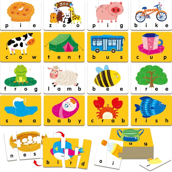 Self-Correcting Spelling Puzzles, Double-Sided Three and Four-Letter Word Spelling Cards