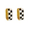 Dainty Checkered Oval Hoop Earring Minimalist Enamel Simple Earrings Chunky