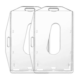 NXPUXP Pack of 2 ID Cards, Hard Plastic, Transparent Card Holder with Thumb Slot, Protective Cover for ID Holder, for Office, School, IDs, Credit Cards, Driving Licences and Passports