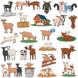 McEtt Goat Sticker Sheets - Cute Goat Animal Stickers for Kids Students Teens - 5 Sheet Pack (110 Pieces) - Birthday Party Favors, Classroom, Laptops, Water Bottles