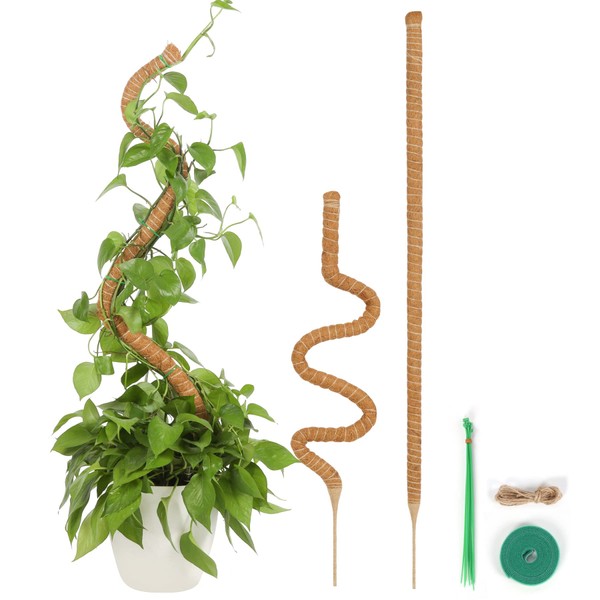 T4U Gardening Stanch, 44.9 inches (114 cm), Monstera Post, Coconut Stanch, House Plant, Vine Plant, Gardening Stanch, Maintains Moisture, Nutrient Maintenance, Set of 2