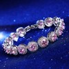 EVER FAITH Wedding Bracelets for Bride Round Pink Cubic Zirconia