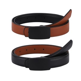 Monopa Reversible Kids Belts for Boys - Black Boys Leather Belt Youth Toddler Dress Belt with Square Buckle(Black Buckle/Black+Brown,80cm)