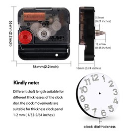 DEEWISH 12888 DIY Quartz Wall Clock Movement Set, Silent Mechanism Replacement Parts, Total Shaft Length 12.4 mm (31/64 Inch), (Golden A Hands)