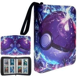 Garegce Trading Card Binder 4-Pocket, 100 Pages 400 Pockets PU Waterproof Card Folder, Card Collection Binder with Zipper-Style 3