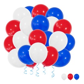 Red Blue White Confetti Balloons, 40pcs 12 Inch Dark light Blue Party Balloons,Natural Latex Balloons for Men Women Girls Birthday, Wedding, Bridal Shower, Graduation, Casino Theme Party Decorations
