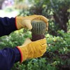 OZERO Leather Work Gloves Flex Grip Tough Cowhide Gardening Glove