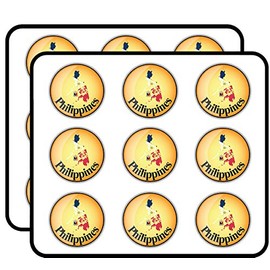 Philippines Map Flag Glossy Label Art Decor 2" Each Sticker for Scrapbooking, Calendars, Arts, Kids DIY Crafts, Album, Bullet Journals 18 Pack