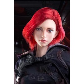 1/6 Scale Female Head Sculpt Rainbow Woman PVC Head Carving Red White Hair Fit 12'' Soldier Action Figure Body Model (Red Hair)