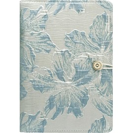 ipoul Blue Notebook, Refillable Journal, A5 Binder 6 Ring, Ruled Notebook, Lined Paper, Embroidery Fabric Cover, 6"x8", Budget Binder, Planner Binder, Travel Diary, Journal for Women, Lily Flower