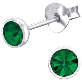 JAYARE Children's Earrings Silver 925 Girls Stud Earrings – 4 mm – Children's Earrings with Round Zirconia Crystals, Sterling Silver, Cubic Zirconia