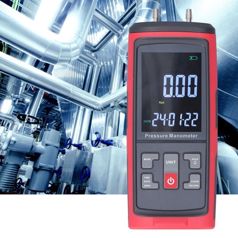 Digital Manometer Pressure Differential Pressure Gauge Air Pressure Tester with