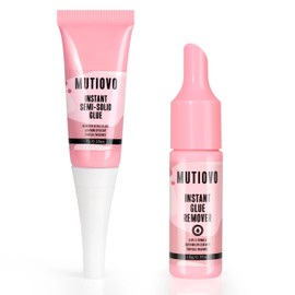 MUTIOVO Semi Solid Instant Nail Glue Quick Drying with Upgraded Remover for Press On Nails Tips, No Need for UV Lamp Strong Long Lasting Fake Acrylic Nails Glue Gel Kit (7ml +10ml) Tropical Scent