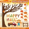 Whaline 100Pcs Happy Fall Tree Cutouts Autumn Maple Leaf Bulletin
