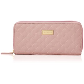 Aldi CAP104-11 Women's Long Wallet, Round Zipper, Quilting, Pink, Pink