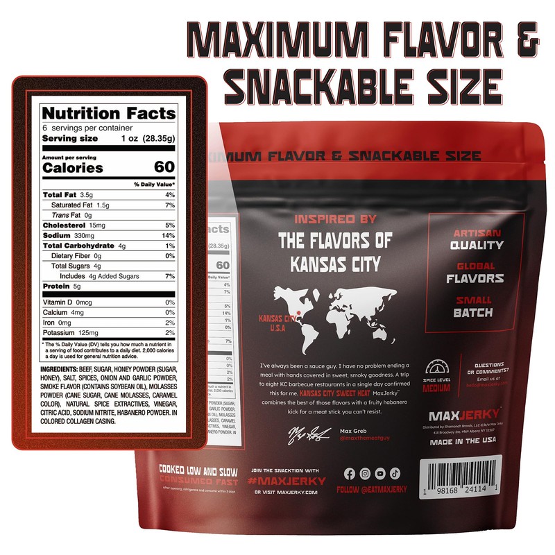 MaxJerky Kansas City Sweet Heat Beef Stick Bites - High