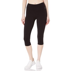 Energy Zone Women's Essential Cotton Capri Legging, Deep Black, Large