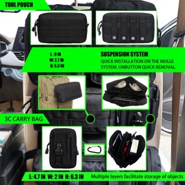 AIAUTOAIEV Seat back organizer Truck organizer Universal for car truck Ford jeep ram (6 pack Black)