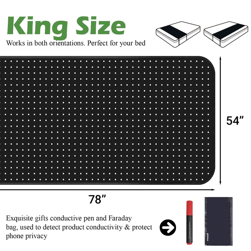 NIULAFR Grounding Mat for Bed, King Size Earth Connected Conductive