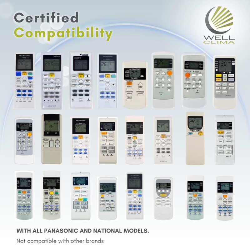 Wellclima Universal Remote Control specific for Panasonic National Air Conditioner,
