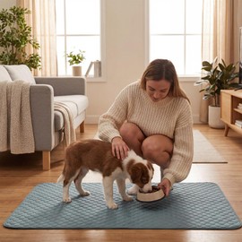 Washable Pee Pads for Dogs, 2 Pack Absorbent Reusable Training Dog Pads Pet Puppy Pads, Non-Slip Potty Pads for Whelping, Playpen, Crate, Bed, Grey (90x90cm Pack of 2)