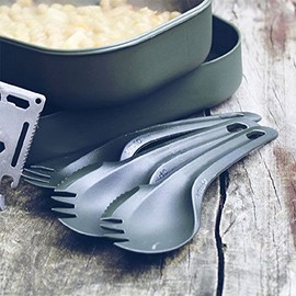 Survival Besteck Spork Wildo Oliv Messer Gabel Löffel 3in1 Geschirr BW Camping#015925