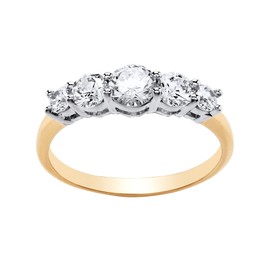 Old English Jewellers 9ct Gold on Silver 5 Stone Eternity Ring size J to V - Simulated Diamond (P)