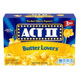 "Brand": "ACT II" ACT II Butter Lovers Microwave Popcorn, 3-Count 2.75-oz. Bags